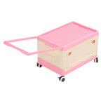 Rolling Toy Storage Bin Toy Storage Organizer Bin with Lid Wheels Children Building Blocks Organizer Pink