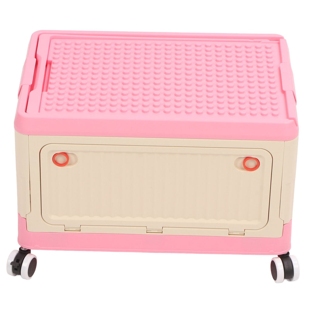 Rolling Toy Storage Bin Toy Storage Organizer Bin with Lid Wheels Children Building Blocks Organizer Pink