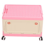 Rolling Toy Storage Bin Toy Storage Organizer Bin with Lid Wheels Children Building Blocks Organizer Pink
