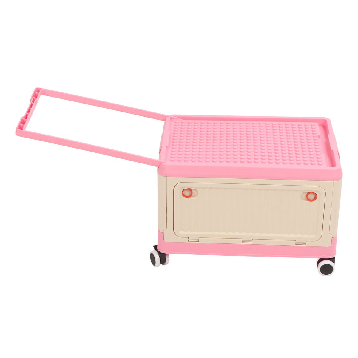 Rolling Toy Storage Bin Toy Storage Organizer Bin with Lid Wheels Children Building Blocks Organizer Pink