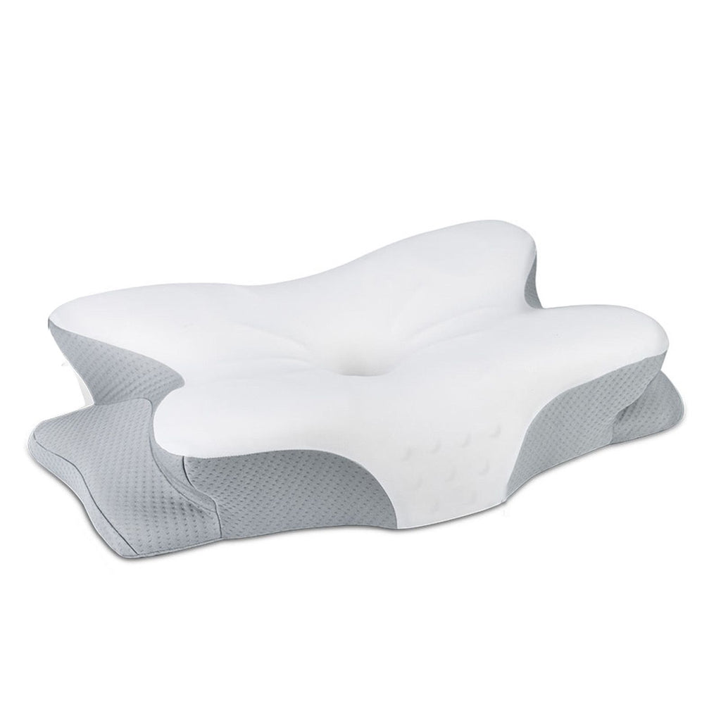 Cervical Pillow Memory Foam Soft Breathable Ergonomic Thickened Ice Silk Neck Support Pillow for Adults Sleeping White Gray Dot Jacquard