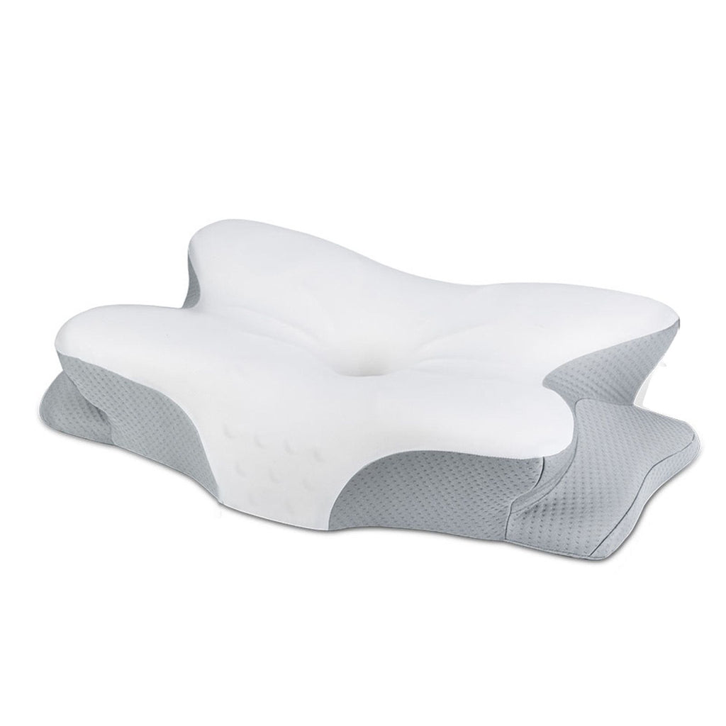 Cervical Pillow Memory Foam Soft Breathable Ergonomic Thickened Ice Silk Neck Support Pillow for Adults Sleeping White Gray Dot Jacquard