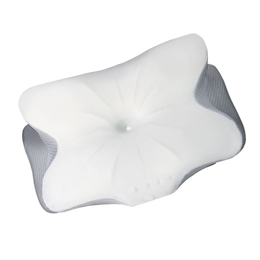 Cervical Pillow Memory Foam Soft Breathable Ergonomic Thickened Ice Silk Neck Support Pillow for Adults Sleeping White Gray Dot Jacquard