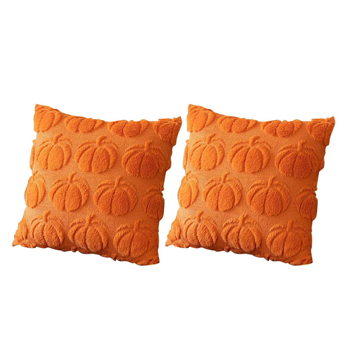 2pcs Pumpkin Fall Decorative Throw Pillow Covers Soft Pillow Cases for Chair Sofa Bedroom Living Room Home Decor Dark Orange
