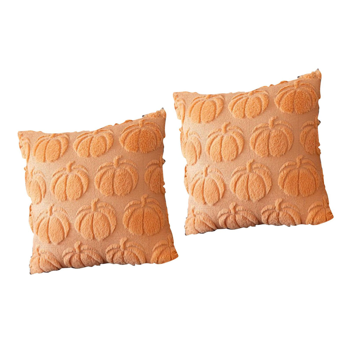 2pcs Pumpkin Fall Decorative Throw Pillow Covers Soft Pillow Cases for Chair Sofa Bedroom Living Room Home Decor Light Orange