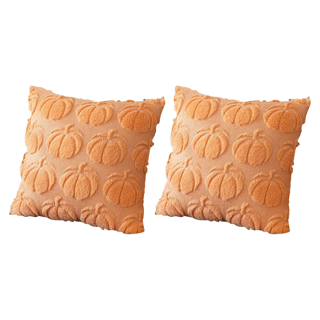 2pcs Pumpkin Fall Decorative Throw Pillow Covers Soft Pillow Cases for Chair Sofa Bedroom Living Room Home Decor Light Orange