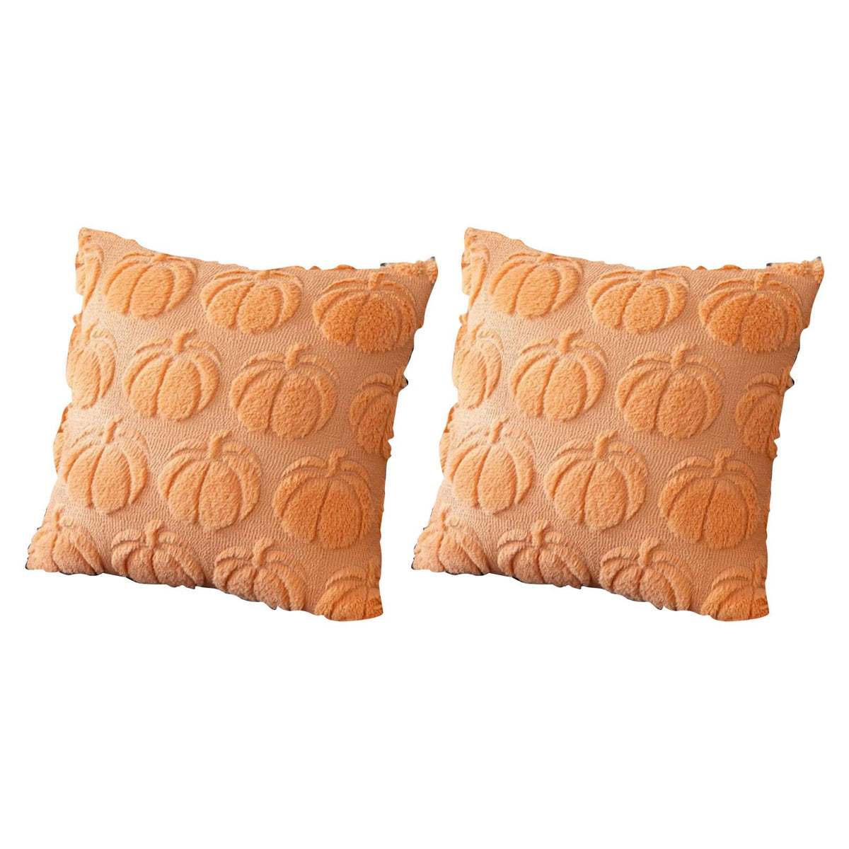 2pcs Pumpkin Fall Decorative Throw Pillow Covers Soft Pillow Cases for Chair Sofa Bedroom Living Room Home Decor Light Orange