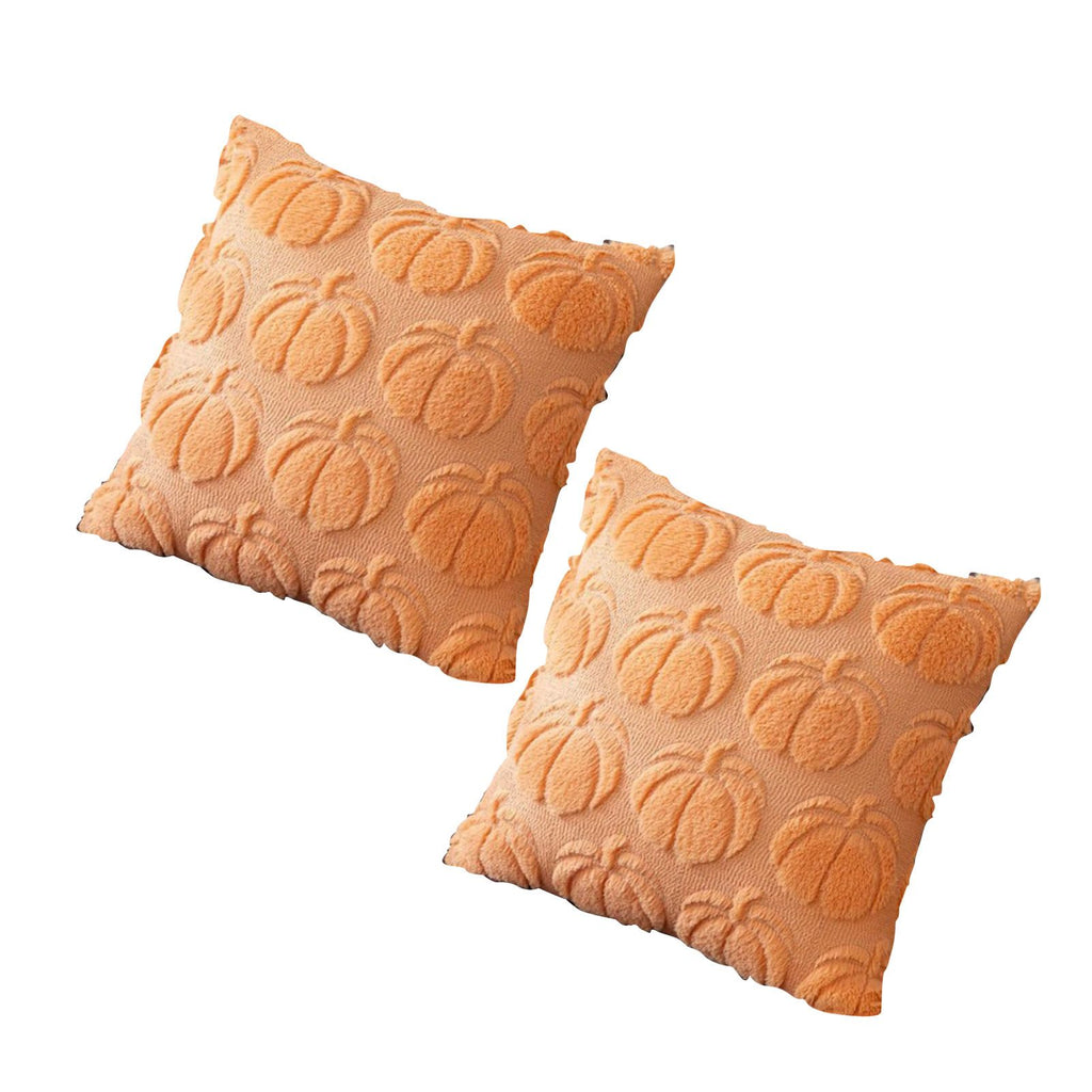 2pcs Pumpkin Fall Decorative Throw Pillow Covers Soft Pillow Cases for Chair Sofa Bedroom Living Room Home Decor Light Orange