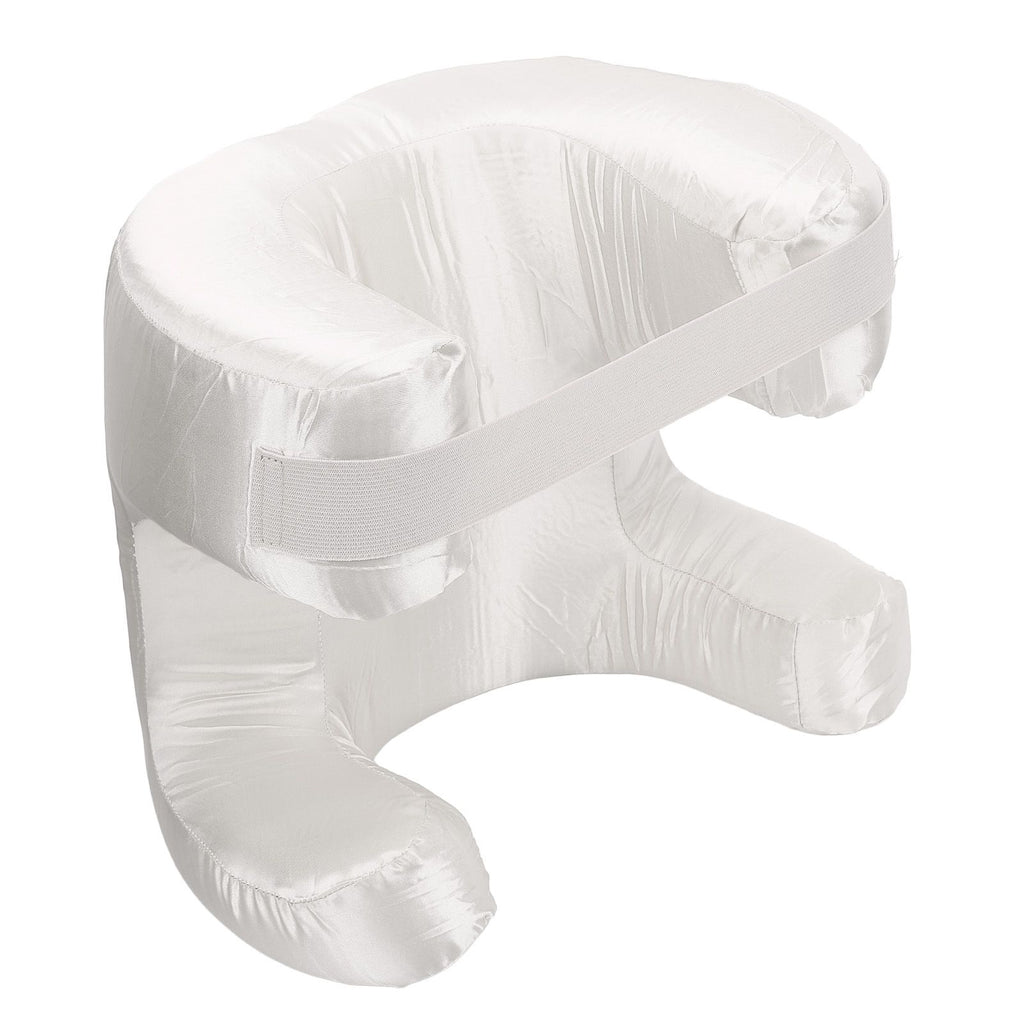 Face Pillow Silk Fabric Memory Foam Soft Cushioning Ergonomic Beauty Pillow for Back Sleep White
