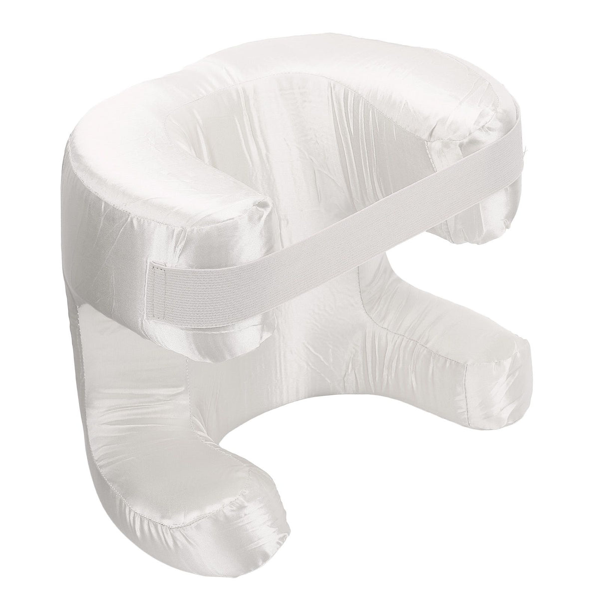 Face Pillow Silk Fabric Memory Foam Soft Cushioning Ergonomic Beauty Pillow for Back Sleep White