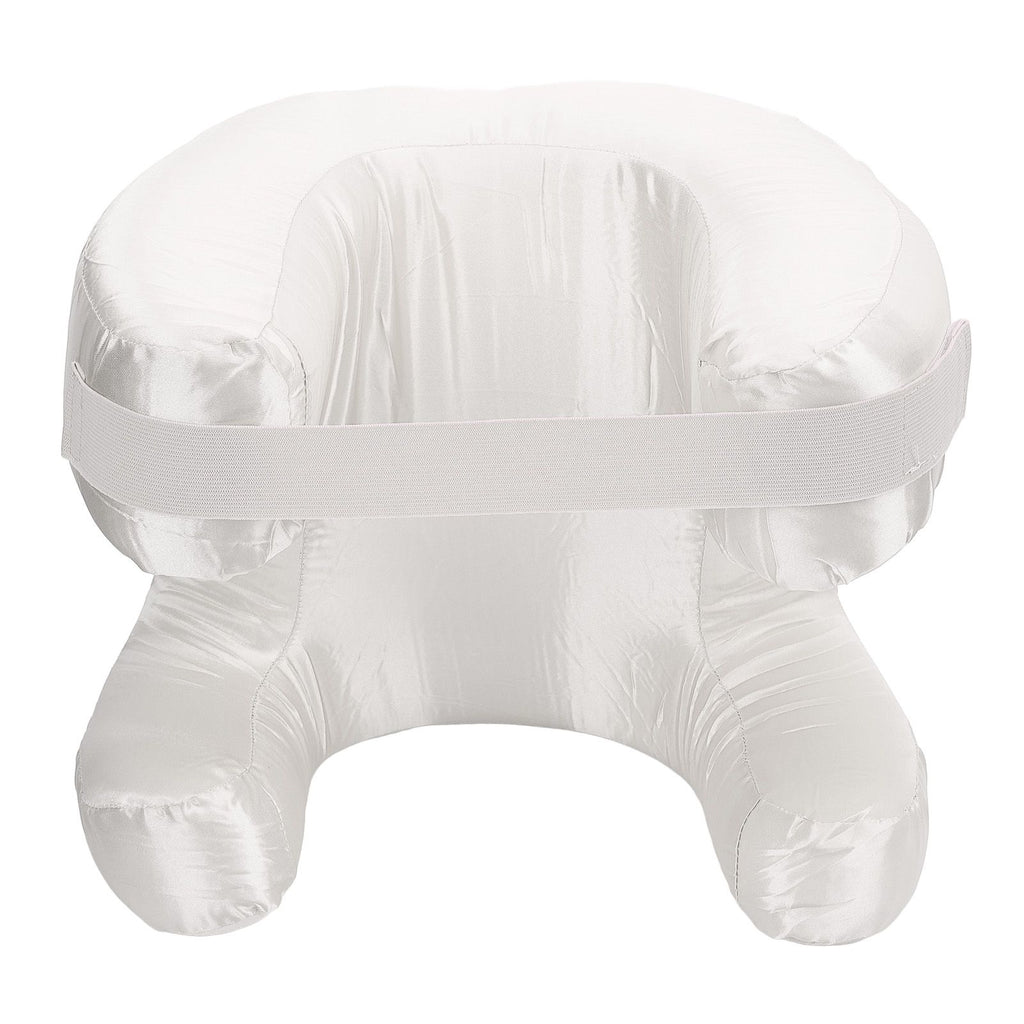 Face Pillow Silk Fabric Memory Foam Soft Cushioning Ergonomic Beauty Pillow for Back Sleep White
