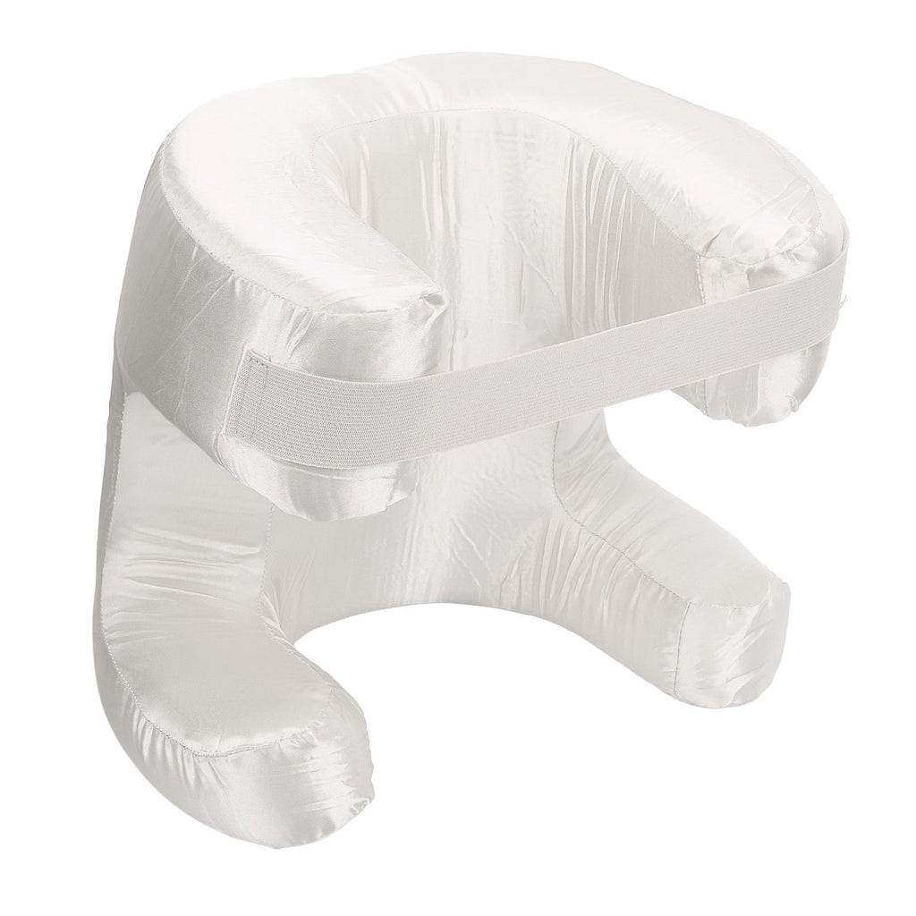 Face Pillow Silk Fabric Memory Foam Soft Cushioning Ergonomic Beauty Pillow for Back Sleep White