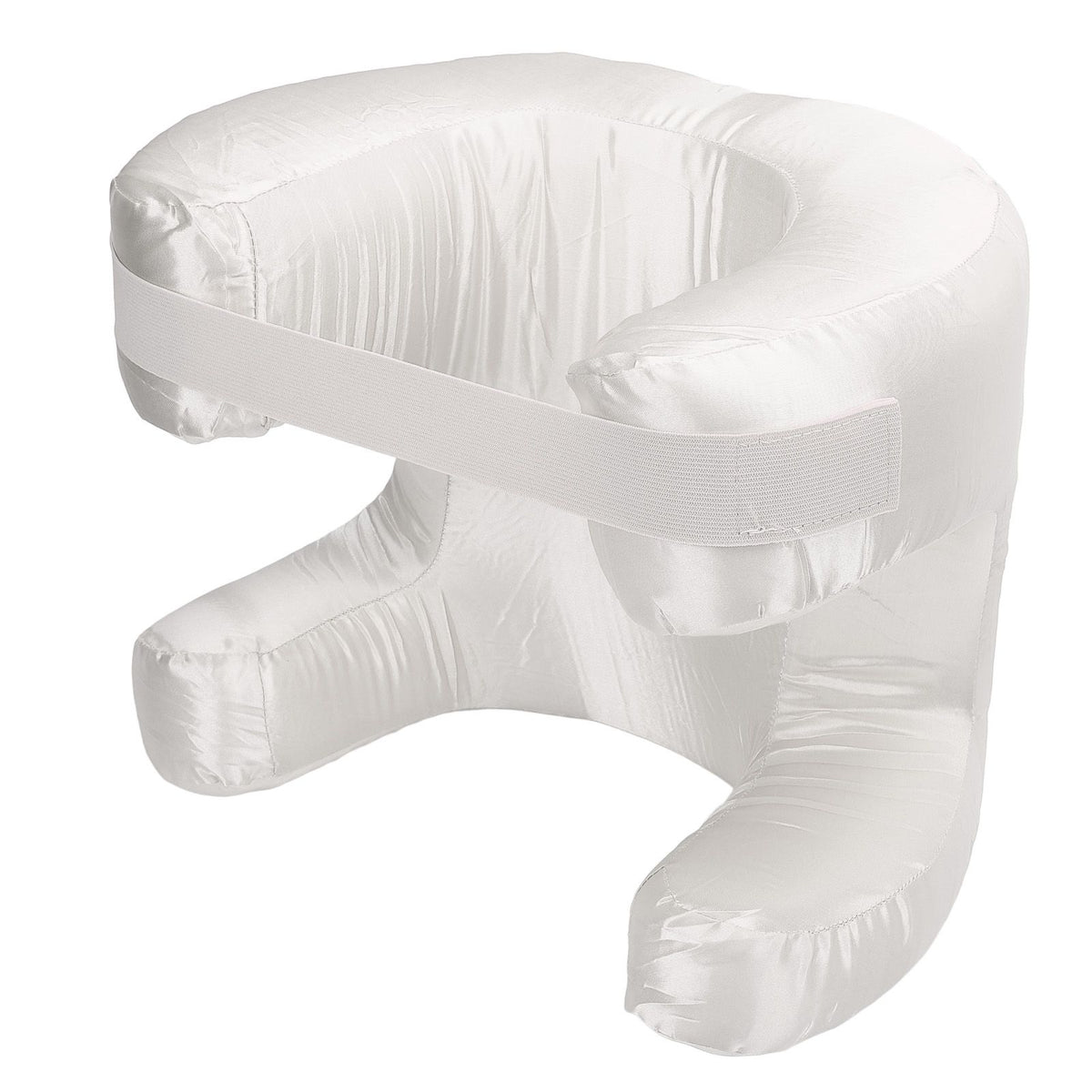 Face Pillow Silk Fabric Memory Foam Soft Cushioning Ergonomic Beauty Pillow for Back Sleep White