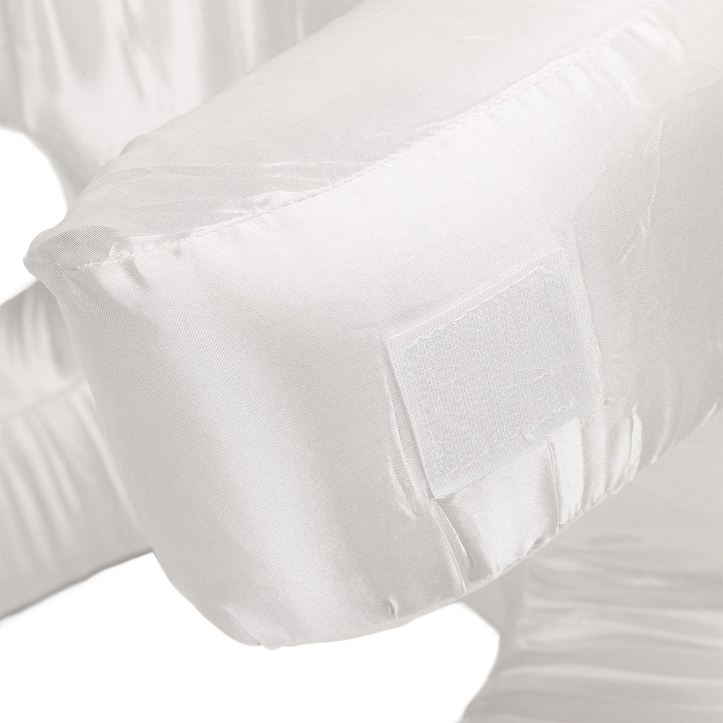 Face Pillow Silk Fabric Memory Foam Soft Cushioning Ergonomic Beauty Pillow for Back Sleep White