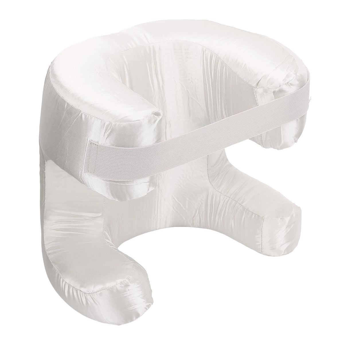 Face Pillow Silk Fabric Memory Foam Soft Cushioning Ergonomic Beauty Pillow for Back Sleep White