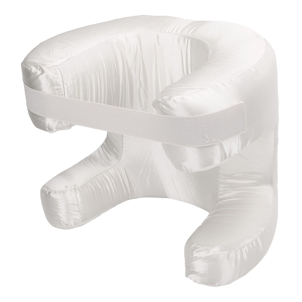 Face Pillow Silk Fabric Memory Foam Soft Cushioning Ergonomic Beauty Pillow for Back Sleep White