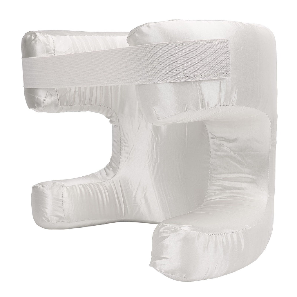 Face Pillow Silk Fabric Memory Foam Soft Cushioning Ergonomic Beauty Pillow for Back Sleep White