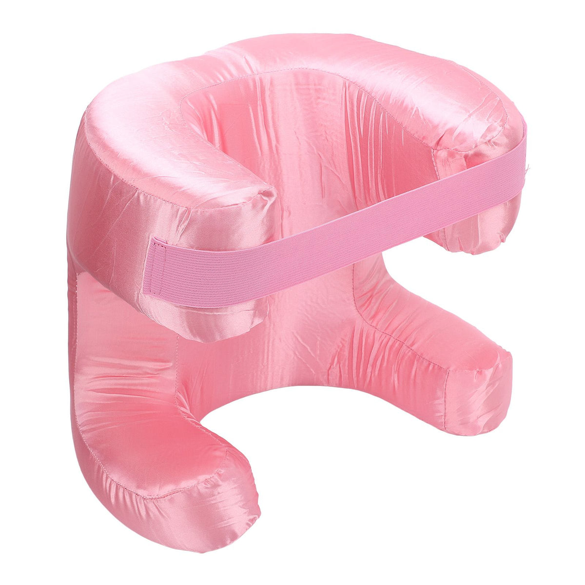 Face Pillow Silk Fabric Memory Foam Soft Cushioning Ergonomic Beauty Pillow for Back Sleep Roseate