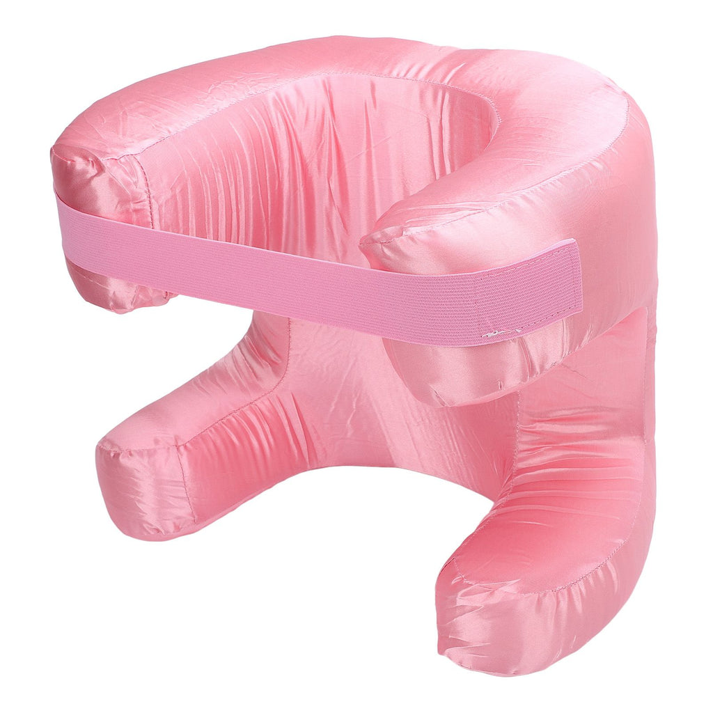 Face Pillow Silk Fabric Memory Foam Soft Cushioning Ergonomic Beauty Pillow for Back Sleep Roseate