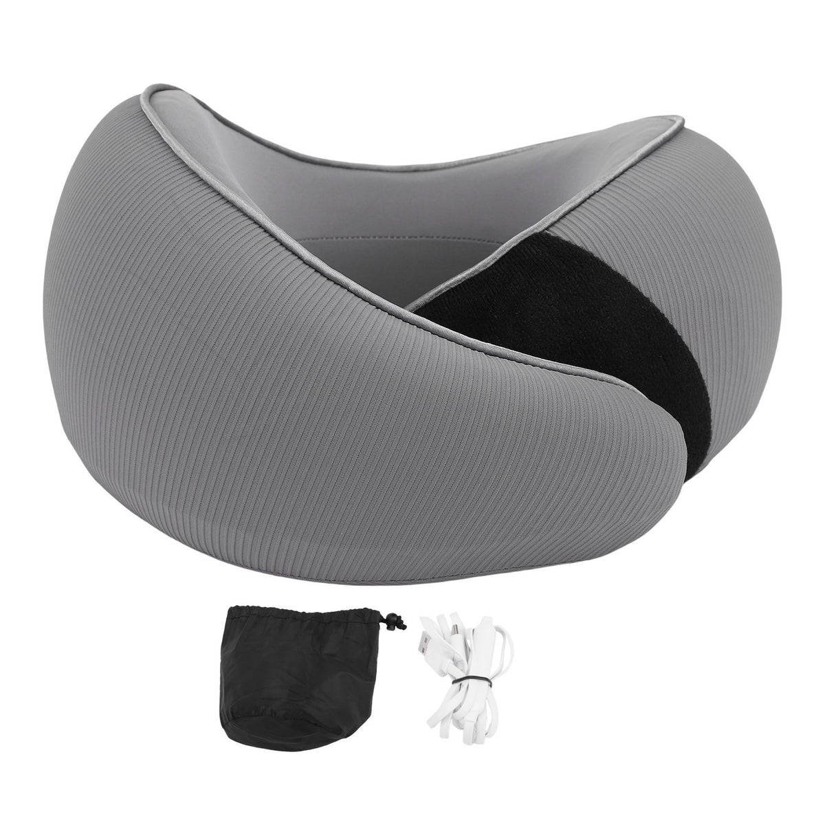 Heating Travel Pillow for Airplanes Memory Foam Slow Rebound Portable USB Neck Wrap Pillow with Storage Bag for Sleeping Car Dark Gray 26x24x14cm/10.2x9.4x5.5in