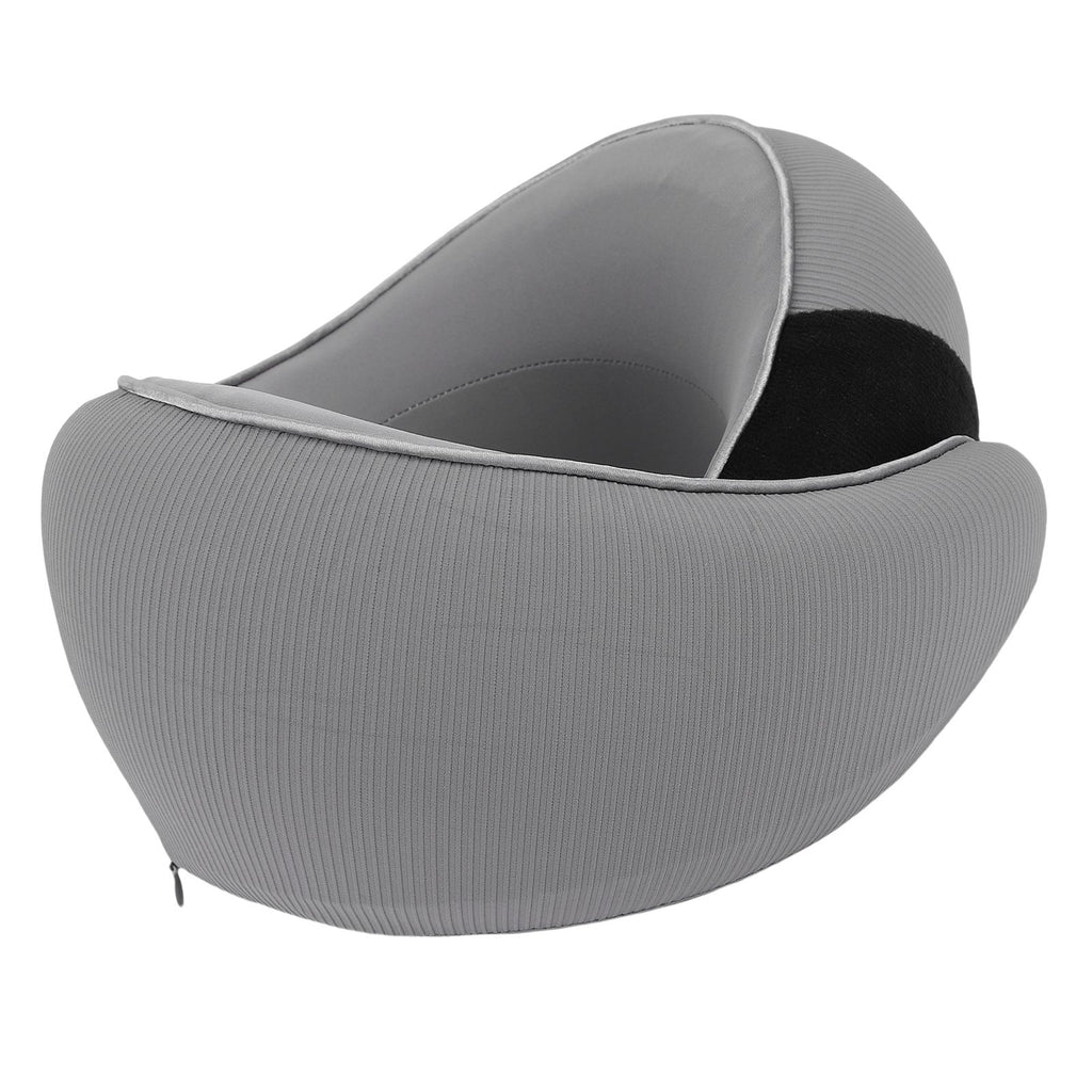 Heating Travel Pillow for Airplanes Memory Foam Slow Rebound Portable USB Neck Wrap Pillow with Storage Bag for Sleeping Car Dark Gray 26x24x14cm/10.2x9.4x5.5in