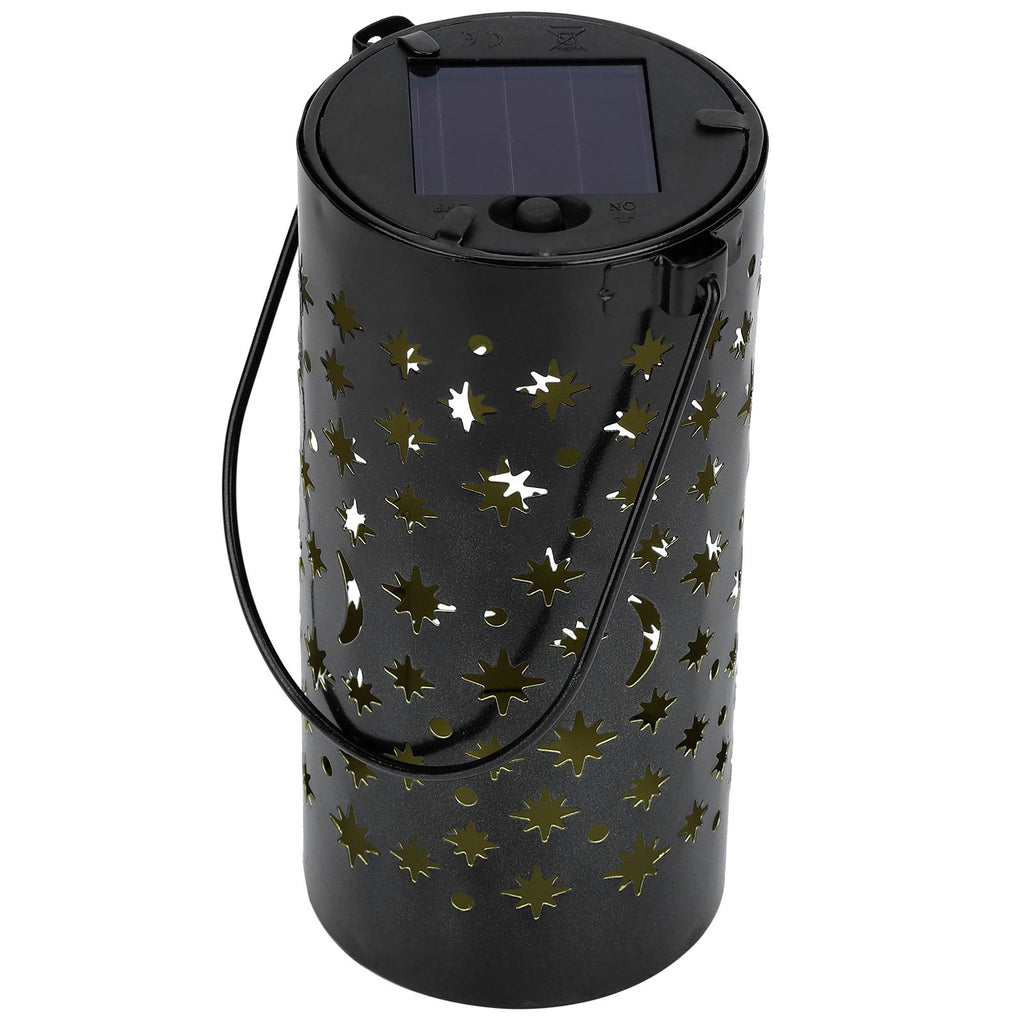 Outdoor Garden Patio Iron Hollow LED Solar Lamp Waterproof Landscape Light (Star Moon Light)