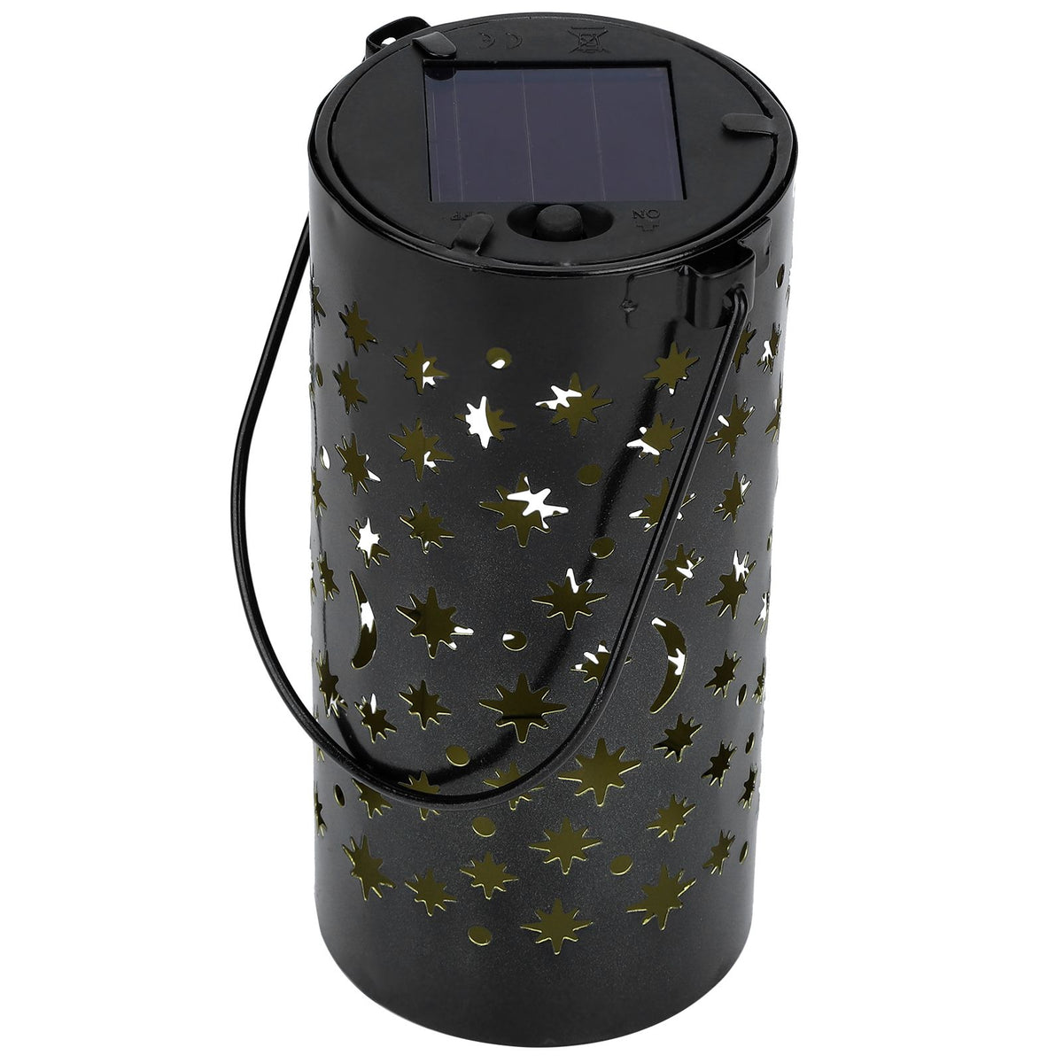 Outdoor Garden Patio Iron Hollow LED Solar Lamp Waterproof Landscape Light (Star Moon Light)