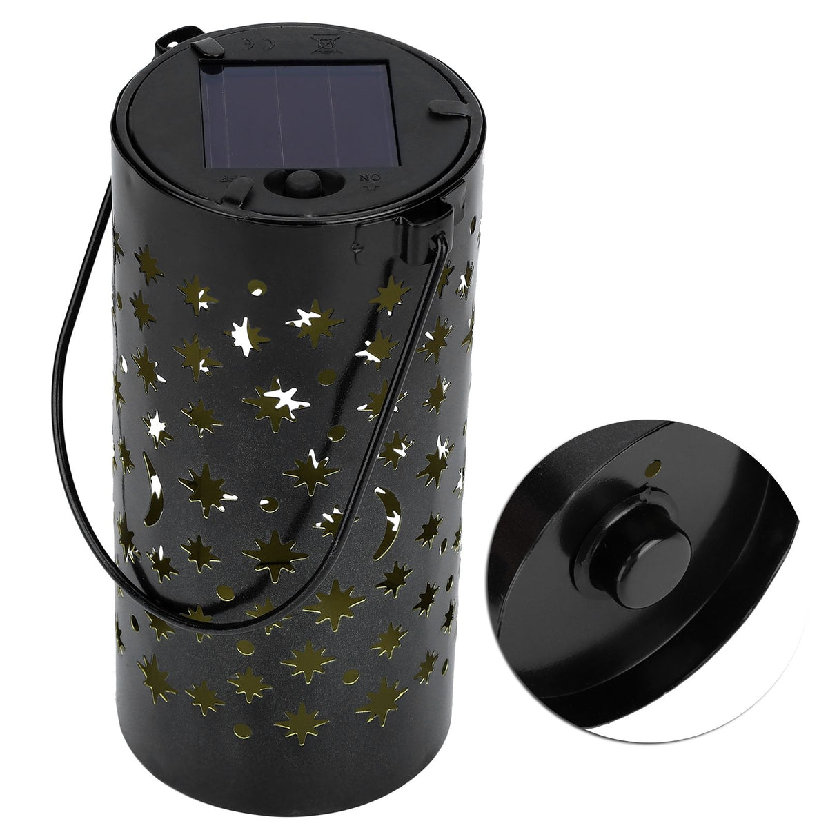 Outdoor Garden Patio Iron Hollow LED Solar Lamp Waterproof Landscape Light (Star Moon Light)