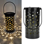 Outdoor Garden Patio Iron Hollow LED Solar Lamp Waterproof Landscape Light (Star Moon Light)