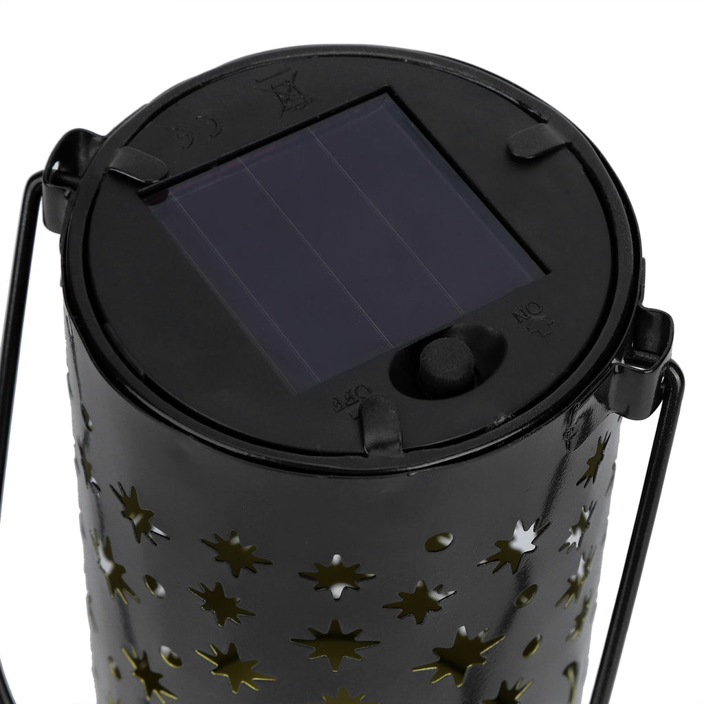 Outdoor Garden Patio Iron Hollow LED Solar Lamp Waterproof Landscape Light (Star Moon Light)