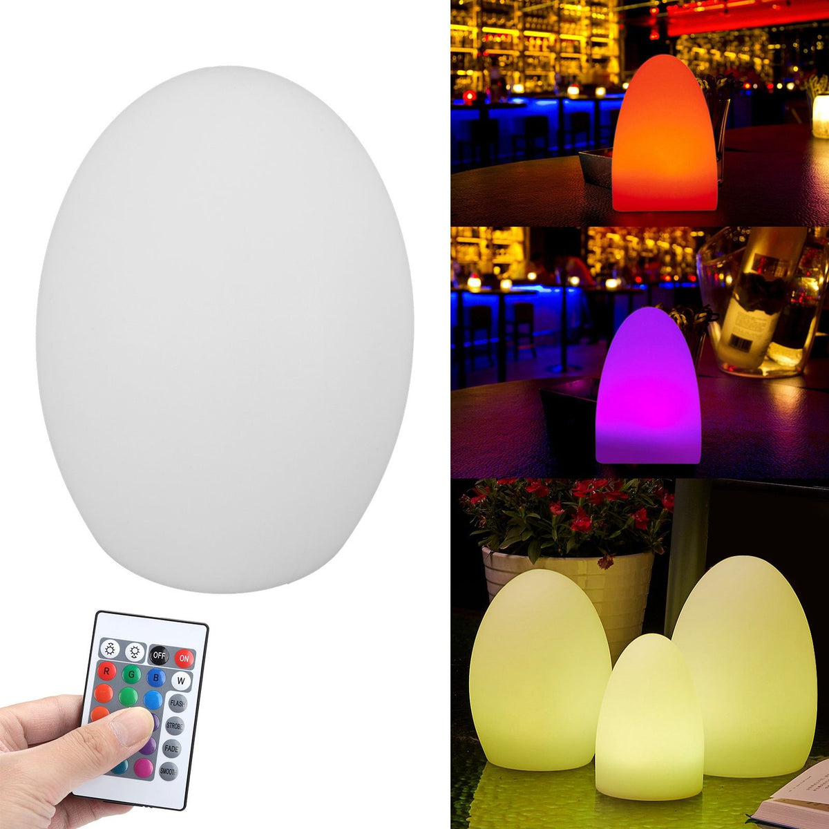 USB Charging LED 16 Colors Remote Control Night Light Outdoor Waterproof Lamp (14 x 19cm)