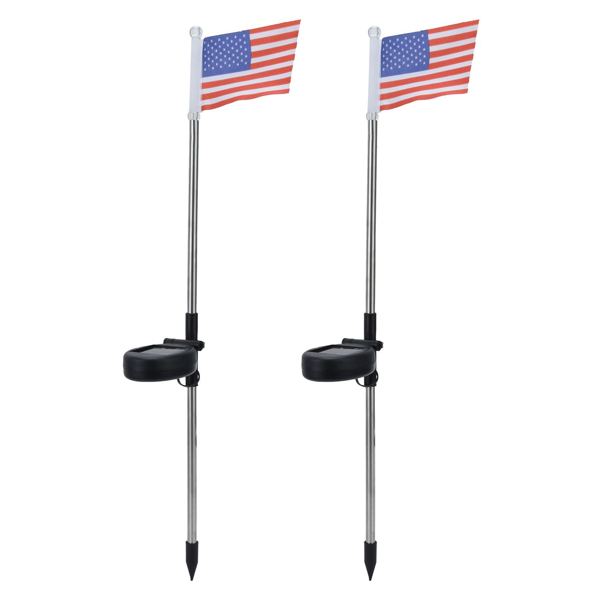 2PCS Solar Powered Garden Light US Flag Lawn Stake Lamp for Outdoor Landscape Lighting Decoration White Light