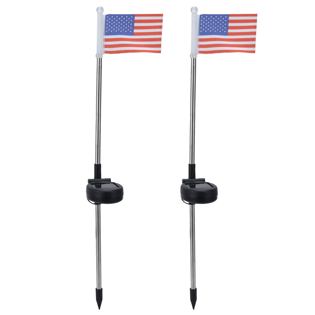 2PCS Solar Powered Garden Light US Flag Lawn Stake Lamp for Outdoor Landscape Lighting Decoration White Light