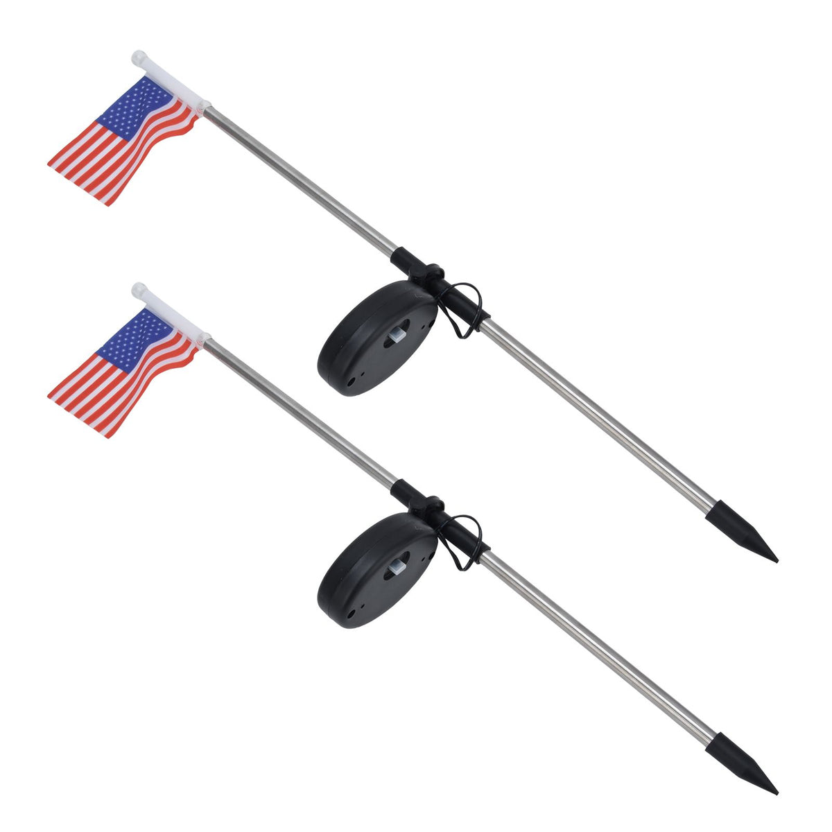 2PCS Solar Powered Garden Light US Flag Lawn Stake Lamp for Outdoor Landscape Lighting Decoration White Light