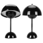 Cordless Table Lamp Iron Touch Dimmable USB Rechargeable Modern LED Bedside Reading Lamp with Mushroom Dome for Bedroom Living Room Office Black