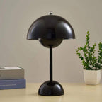 Cordless Table Lamp Iron Touch Dimmable USB Rechargeable Modern LED Bedside Reading Lamp with Mushroom Dome for Bedroom Living Room Office Black