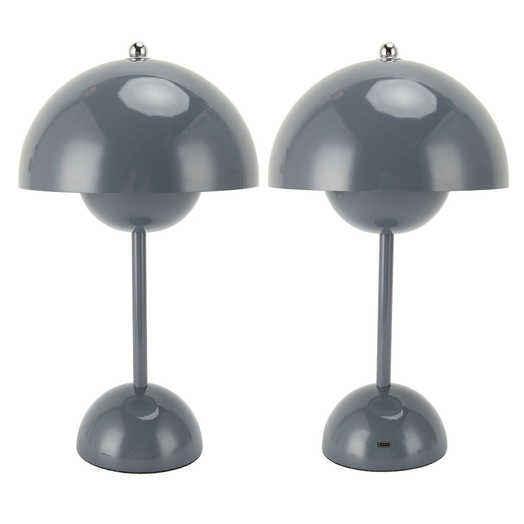 Cordless Table Lamp Iron Touch Dimmable USB Rechargeable Modern LED Bedside Reading Lamp with Mushroom Dome for Bedroom Living Room Office Grey