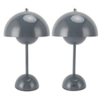 Cordless Table Lamp Iron Touch Dimmable USB Rechargeable Modern LED Bedside Reading Lamp with Mushroom Dome for Bedroom Living Room Office Grey