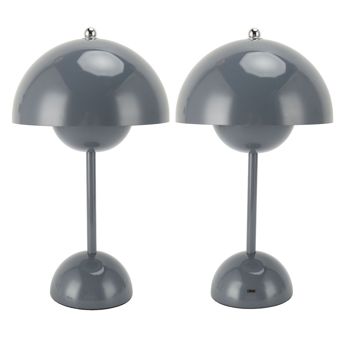 Cordless Table Lamp Iron Touch Dimmable USB Rechargeable Modern LED Bedside Reading Lamp with Mushroom Dome for Bedroom Living Room Office Grey