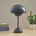 Cordless Table Lamp Iron Touch Dimmable USB Rechargeable Modern LED Bedside Reading Lamp with Mushroom Dome for Bedroom Living Room Office Grey