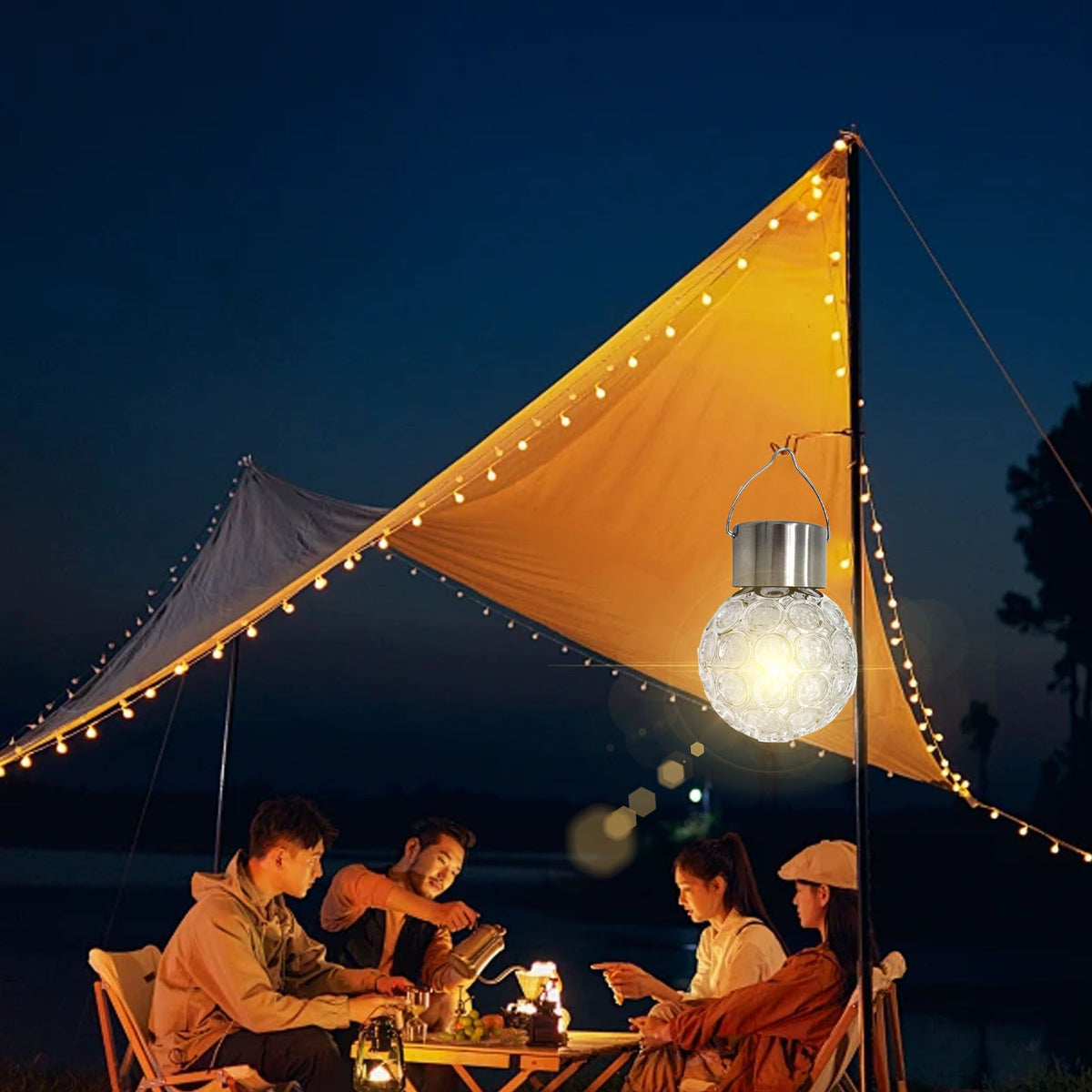 Solar Outdoor Hanging Light Waterproof Decorative Garden Decoration White Lighting