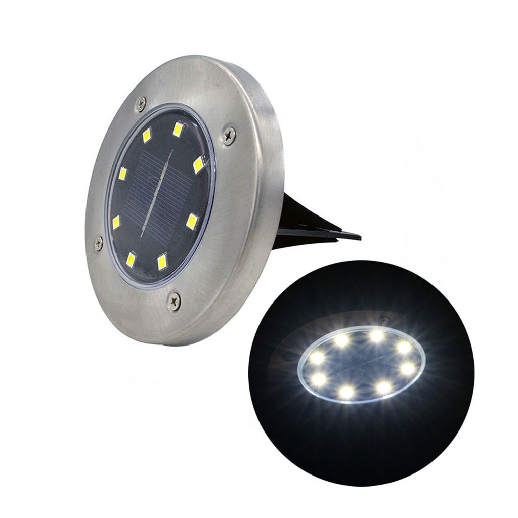LED Solar Ground Light IP65 Waterproof Dark Sensing Auto On Off Decorative Floor Light for Yard Landscape White Light