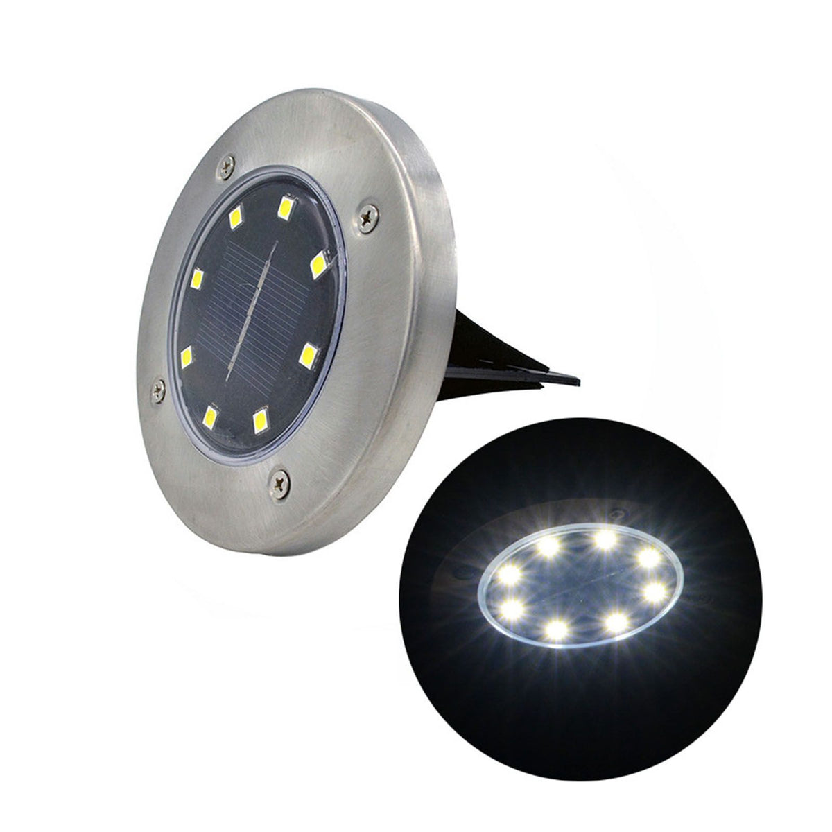 LED Solar Ground Light IP65 Waterproof Dark Sensing Auto On Off Decorative Floor Light for Yard Landscape White Light