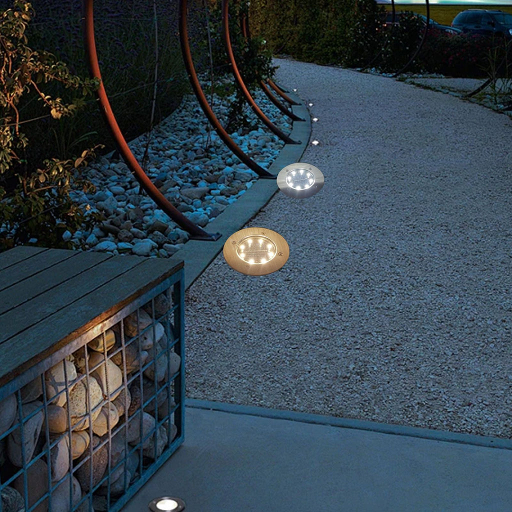 LED Solar Ground Light IP65 Waterproof Dark Sensing Auto On Off Decorative Floor Light for Yard Landscape Warm Light