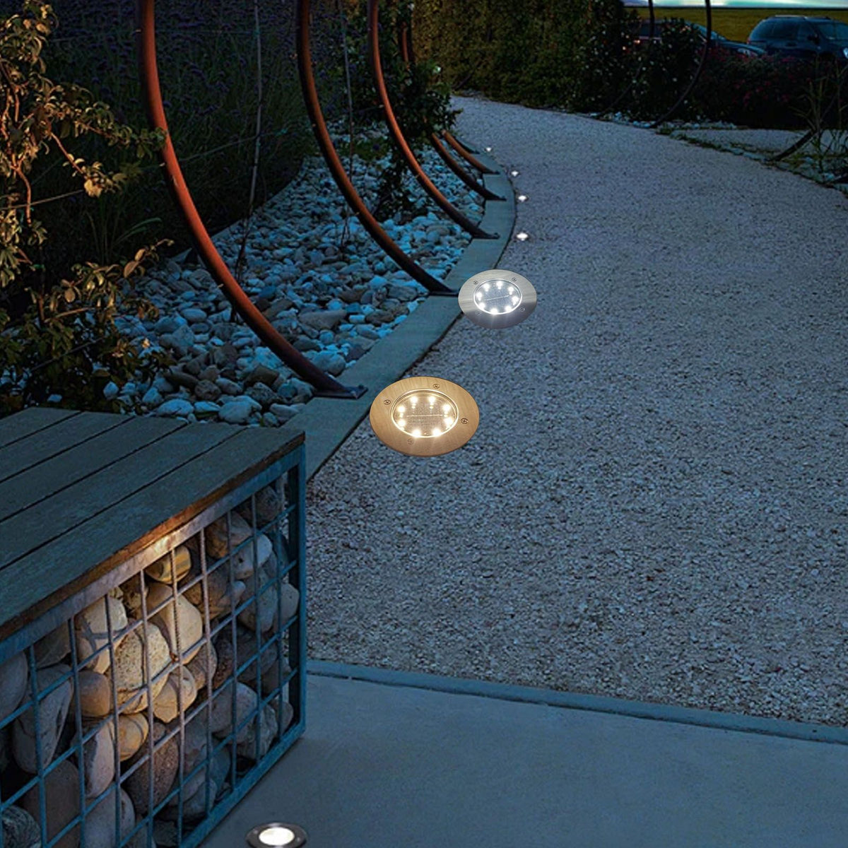 LED Solar Ground Light IP65 Waterproof Dark Sensing Auto On Off Decorative Floor Light for Yard Landscape Warm Light
