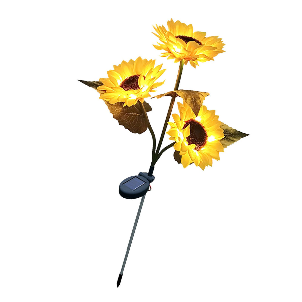 Solar Sunflower Light 24 LEDs Warm White IP55 Waterproof Outdoor Decorative Flower Light for Garden Courtyard