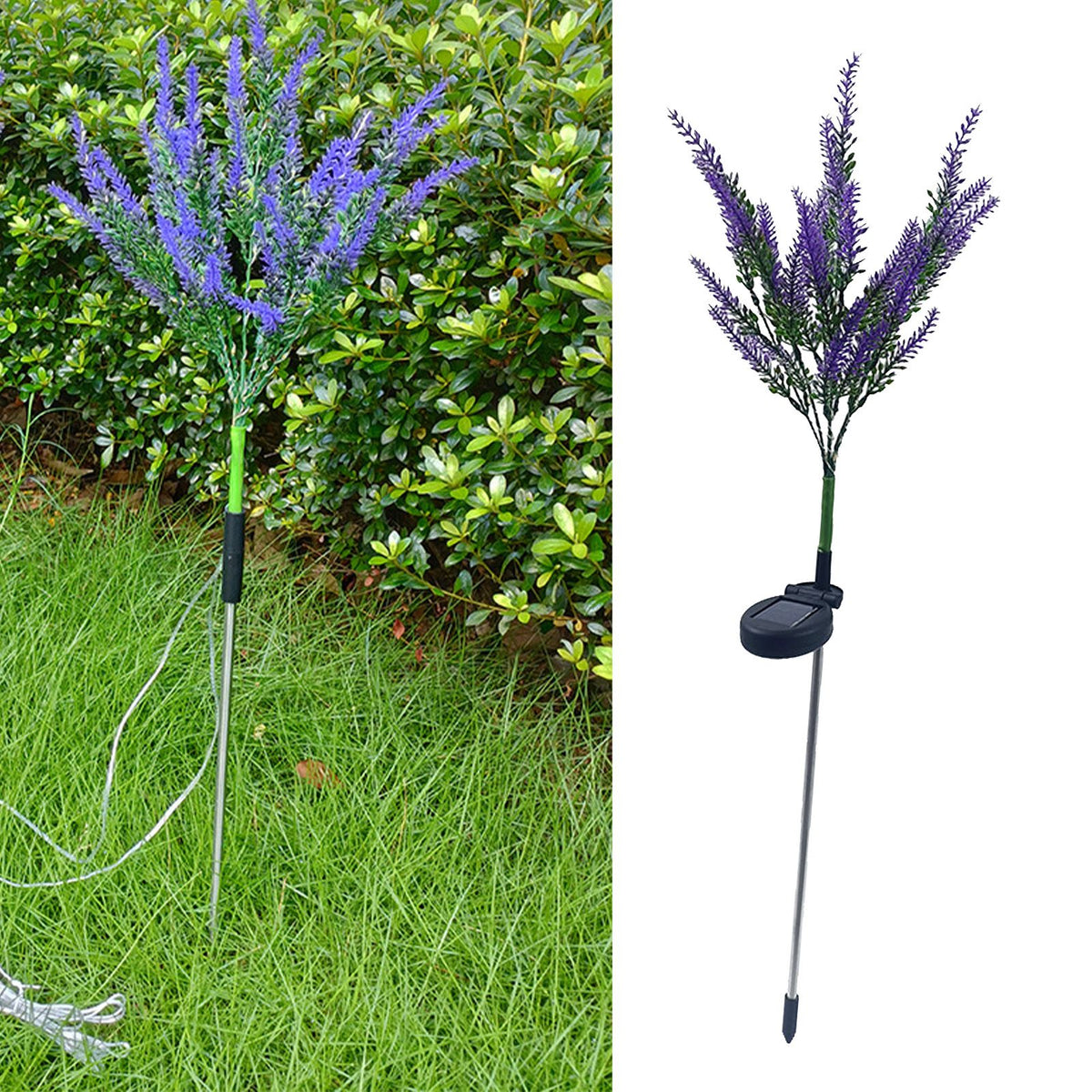 Solar Garden Light LED Decorative Lavender Shaped IP55 Waterproof Flower Lamp for Outdoor Yard Lawn