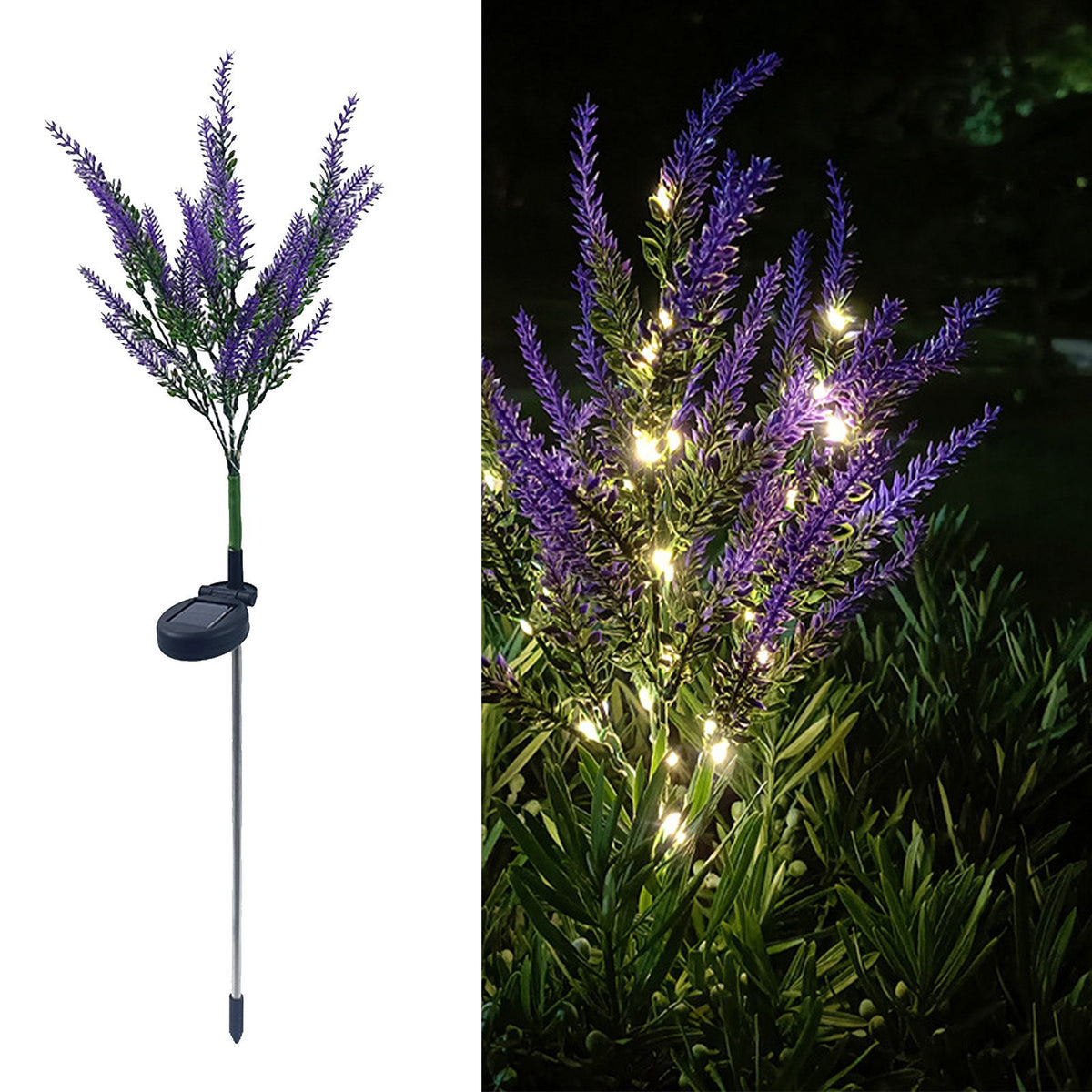 Solar Garden Light LED Decorative Lavender Shaped IP55 Waterproof Flower Lamp for Outdoor Yard Lawn