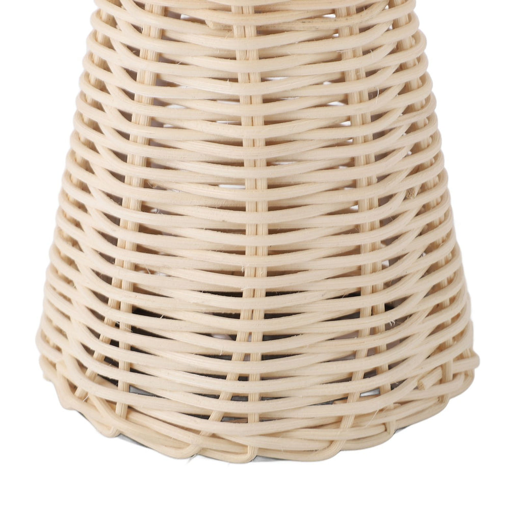 Pleated Table Lamp with Remote Control Modern Beige Fabric Shade Rattan Base Nightstand Lamp for Bedside Living Room Home Office Decor