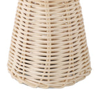 Pleated Table Lamp with Remote Control Modern Beige Fabric Shade Rattan Base Nightstand Lamp for Bedside Living Room Home Office Decor
